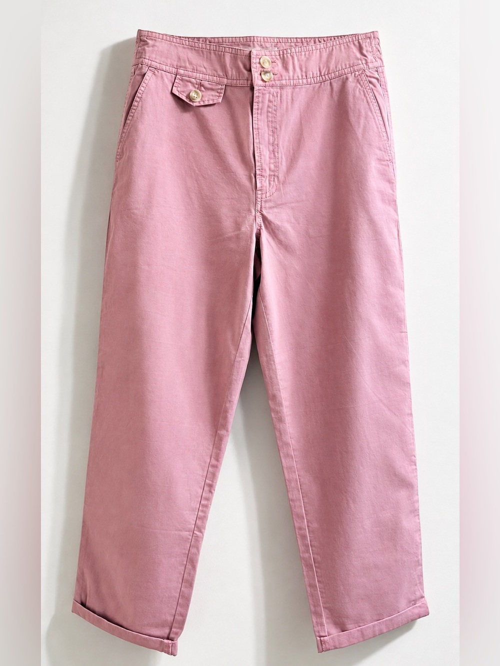 Sundance Journey 100% Cotton Chino Pants Pink Straight Leg Size 2 High Waist